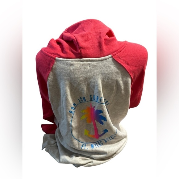 RON JON SURF SHOP NWT Fort Myers Red Pink Gray Hoodie Logo Tassel NEW XL Beach - Picture 2 of 10